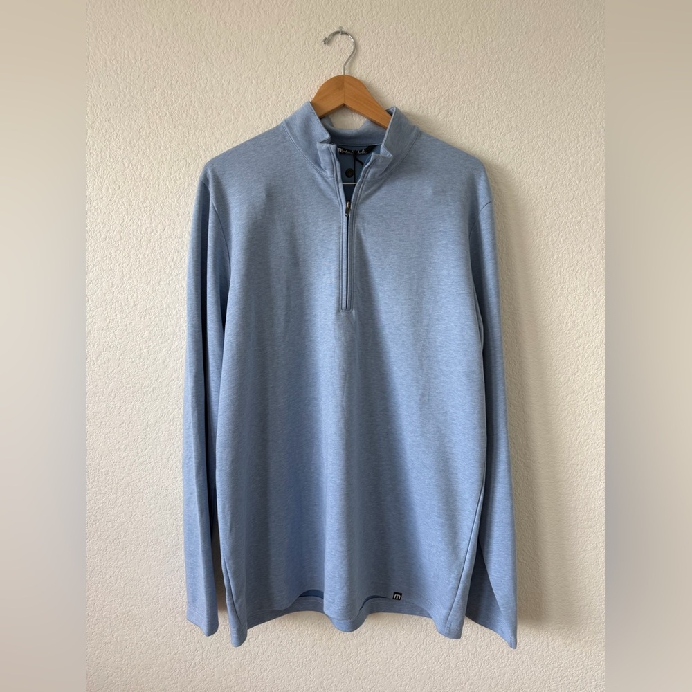 Travis Mathew’s Men's Coveside 1/4 Zip Pullover Sweater Blue NWT Size L